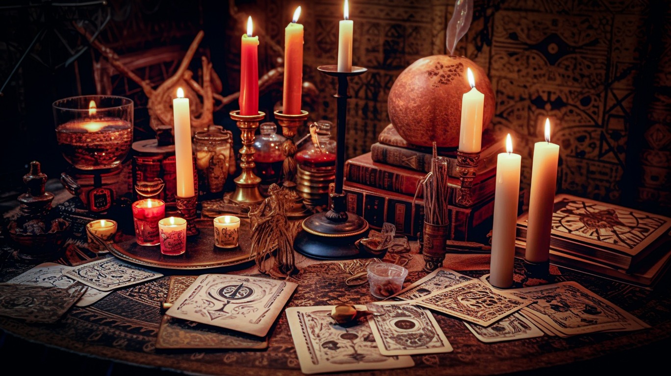 velas y cartas de tarot